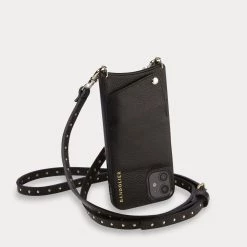 Bandolier Plain Leather Logo Smart Phone Cases For Women Black/gold X One Size -Bandolier Online Shop org 8174