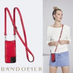 Bandolier 2020 Cruise Unisex Street Style Plain Leather IPhone 8 IPhone 8 Plus For Women Red/silver X Iphonexs/x