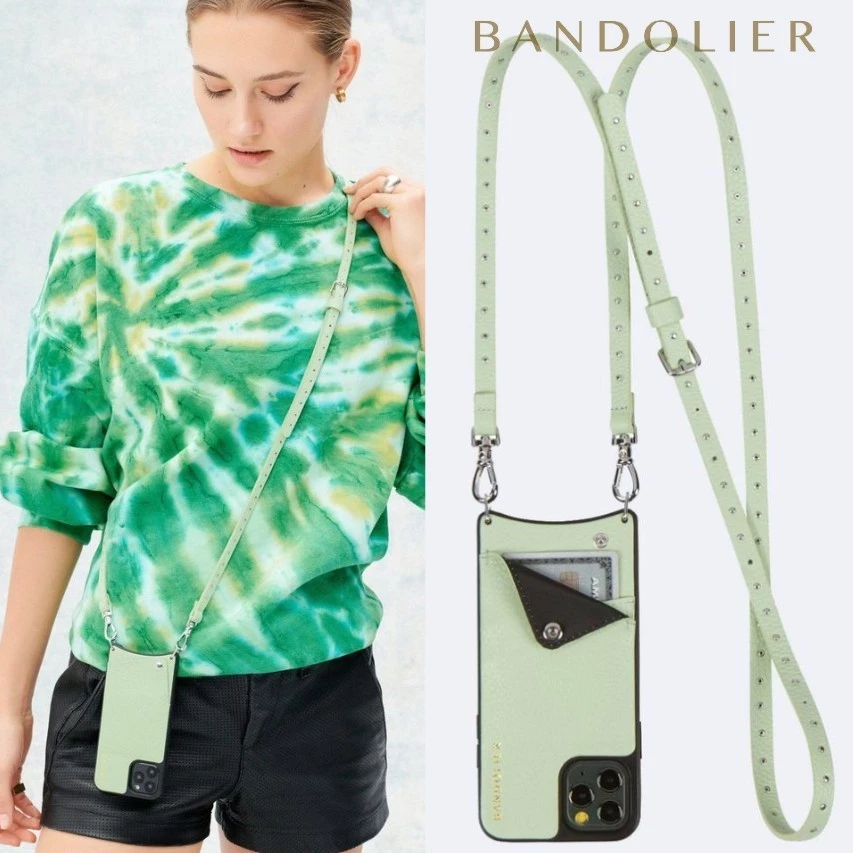 Bandolier 2020 Cruise Unisex Street Style Plain Leather IPhone 8 IPhone 8 Plus For Women Mist Green/ Silver X Iphonexsmax 1 Bandolier 2020 Cruise Unisex Street Style Plain Leather IPhone 8 IPhone 8 Plus For Women Mist Green/ Silver X Iphonexsmax