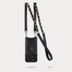Bandolier 2022 SS Chain Leather Smart Phone Cases For Women Black/silver X One Size -Bandolier Online Shop org 8319