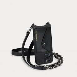 Bandolier 2022 SS Chain Leather Smart Phone Cases For Women Black/silver X One Size -Bandolier Online Shop org 8324