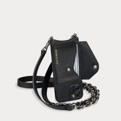 Bandolier 2022 SS Chain Leather Smart Phone Cases For Women Black/silver X One Size -Bandolier Online Shop org 8325