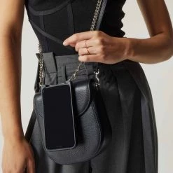 Bandolier Unisex Blended Fabrics Studded Street Style Chain Plain For Women Black/silver X Iphone 13 Pro Max -Bandolier Online Shop org 8411