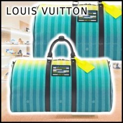 Louis Vuitton 2022-23FW Stripes 2WAY Bi-color Boston Bags For Men Blue/yellow (please Check) X One Size