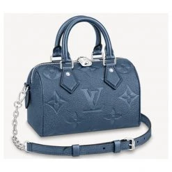 Louis Vuitton MONOGRAM EMPREINTE 2021-22FW Speedy Bandoulière 20 (M58958) For Women Navy Blue (check Required) X One Size -Bandolier Online Shop org 9005