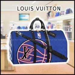 Louis Vuitton MONOGRAM 2022-23FW Monogram Collaboration 2WAY Leather Logo Boston Bags For Men Blue (stock Check Required) X One Size