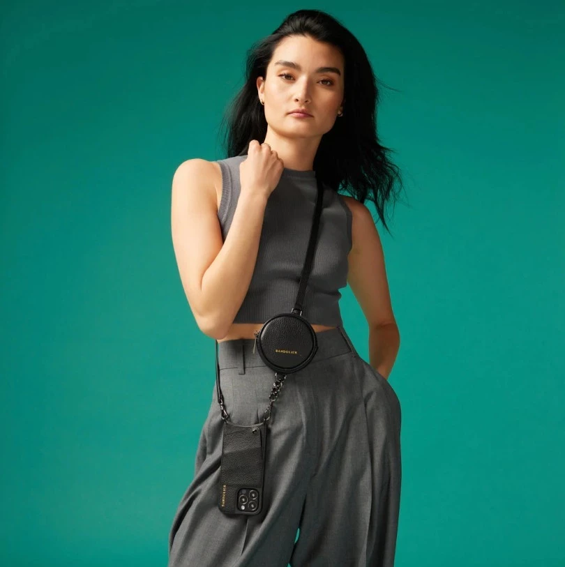 Bandolier Plain Leather Logo Smart Phone Cases For Women Black/pewter X One Size 2 Bandolier Plain Leather Logo Smart Phone Cases For Women Black/pewter X One Size - Image 2