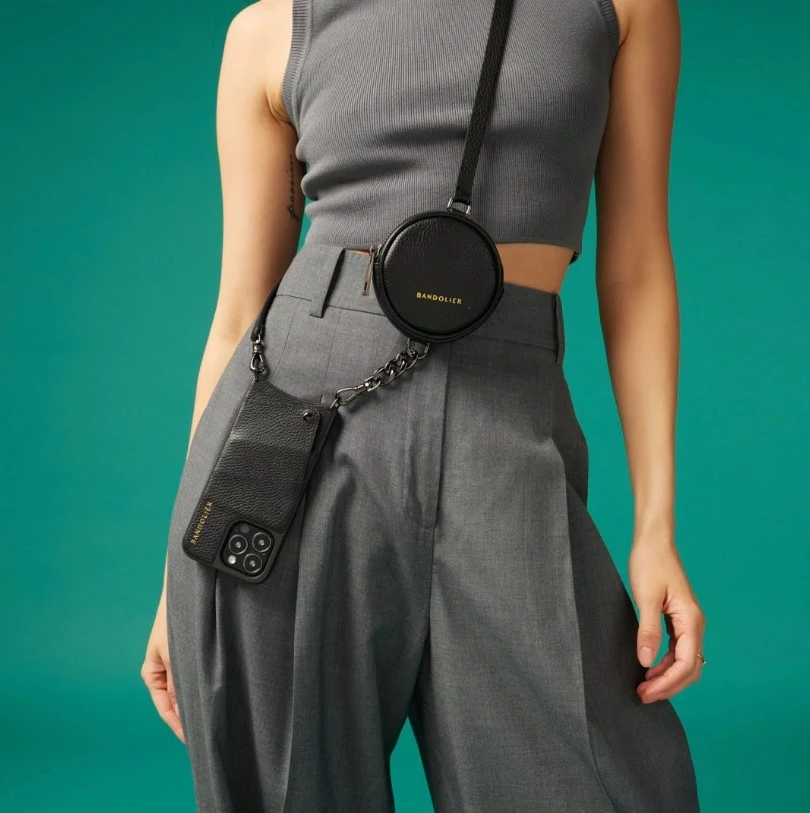 Bandolier Plain Leather Logo Smart Phone Cases For Women Black/pewter X One Size 4 Bandolier Plain Leather Logo Smart Phone Cases For Women Black/pewter X One Size - Image 4