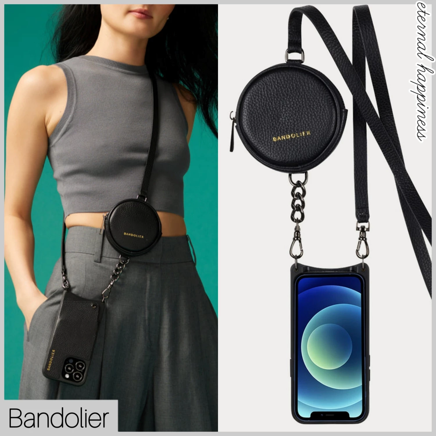 Bandolier Unisex Street Style Plain Leather Co-ord Logo IPhone 13 For Women Black X Iphone13 1 Bandolier Unisex Street Style Plain Leather Co-ord Logo IPhone 13 For Women Black X Iphone13