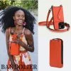 Bandolier Unisex Plain Leather Co-ord IPhone 13 Smart Phone Cases For Women Orange/silver X Iphone 12/12 Pro