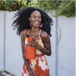 Bandolier Unisex Plain Leather Co-ord IPhone 13 Smart Phone Cases For Women Orange/silver X Iphone 12/12 Pro -Bandolier Online Shop org 9346