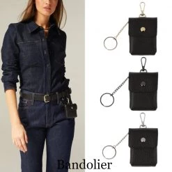 Bandolier Chain Plain Leather Tech Accessories For Women Black/gold X One Size