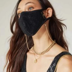 Bandolier Flower Patterns Street Style Face Masks For Women Black/gold X One Size -Bandolier Online Shop org 9462