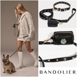 Bandolier SARAH Unisex Studded Street Style Pet Supplies Black/gold X Small