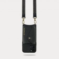 Bandolier Studded Plain Leather Logo IPhone 13 IPhone 13 Mini For Women Black/gold X Iphone 13 Pro Max -Bandolier Online Shop org 9565