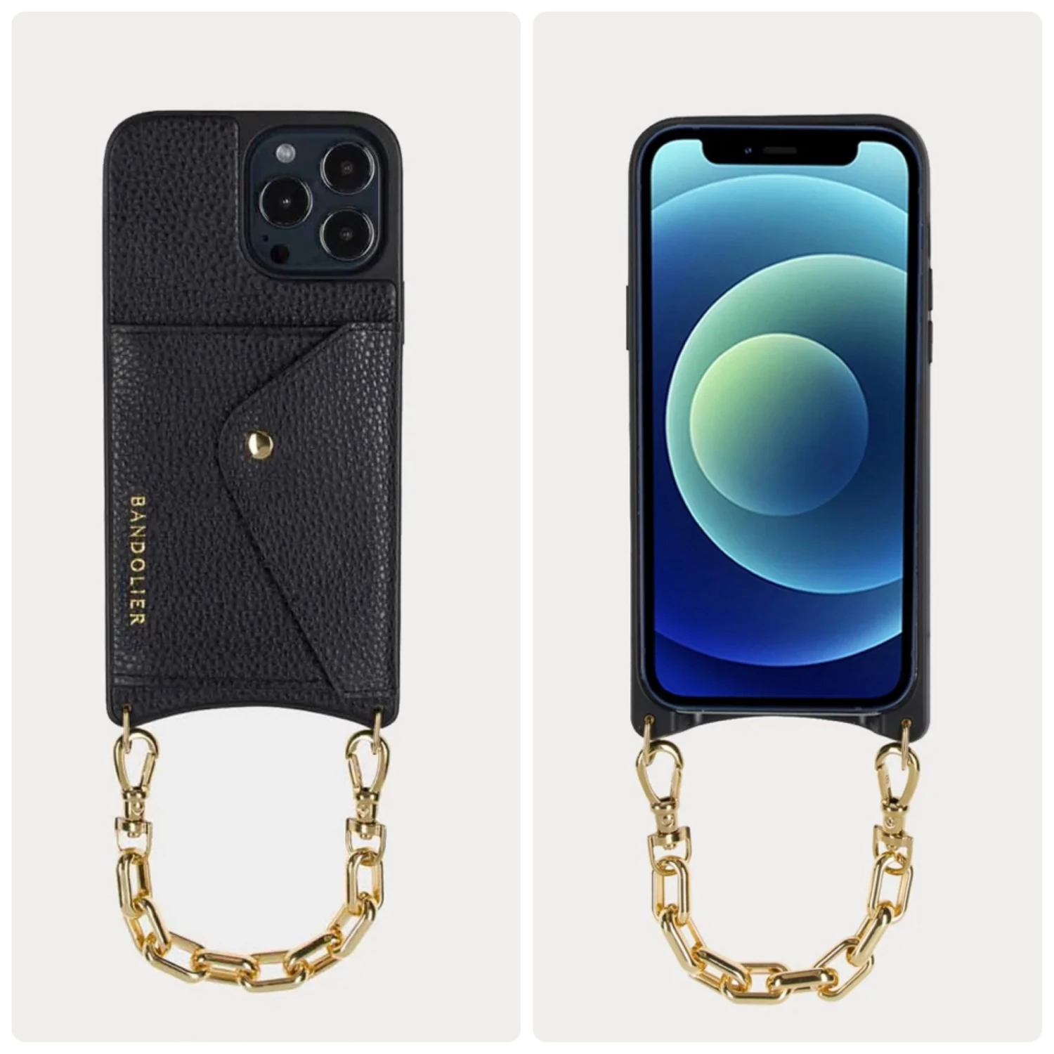 Bandolier Chain Plain Leather Logo IPhone 13 IPhone 13 Mini For Women Black/gold X Iphone13 Mini 2 Bandolier Chain Plain Leather Logo IPhone 13 IPhone 13 Mini For Women Black/gold X Iphone13 Mini - Image 2