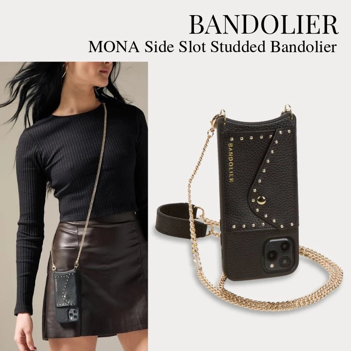 Bandolier Unisex Blended Fabrics Studded Chain Plain Leather For Women Black/gold X 12 Mini 1 Bandolier Unisex Blended Fabrics Studded Chain Plain Leather For Women Black/gold X 12 Mini