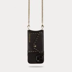 Bandolier Unisex Blended Fabrics Studded Chain Plain Leather For Women Black/gold X 12 Mini 14 Bandolier Unisex Blended Fabrics Studded Chain Plain Leather For Women Black/gold X 12 Mini -Bandolier Online Shop org 9709