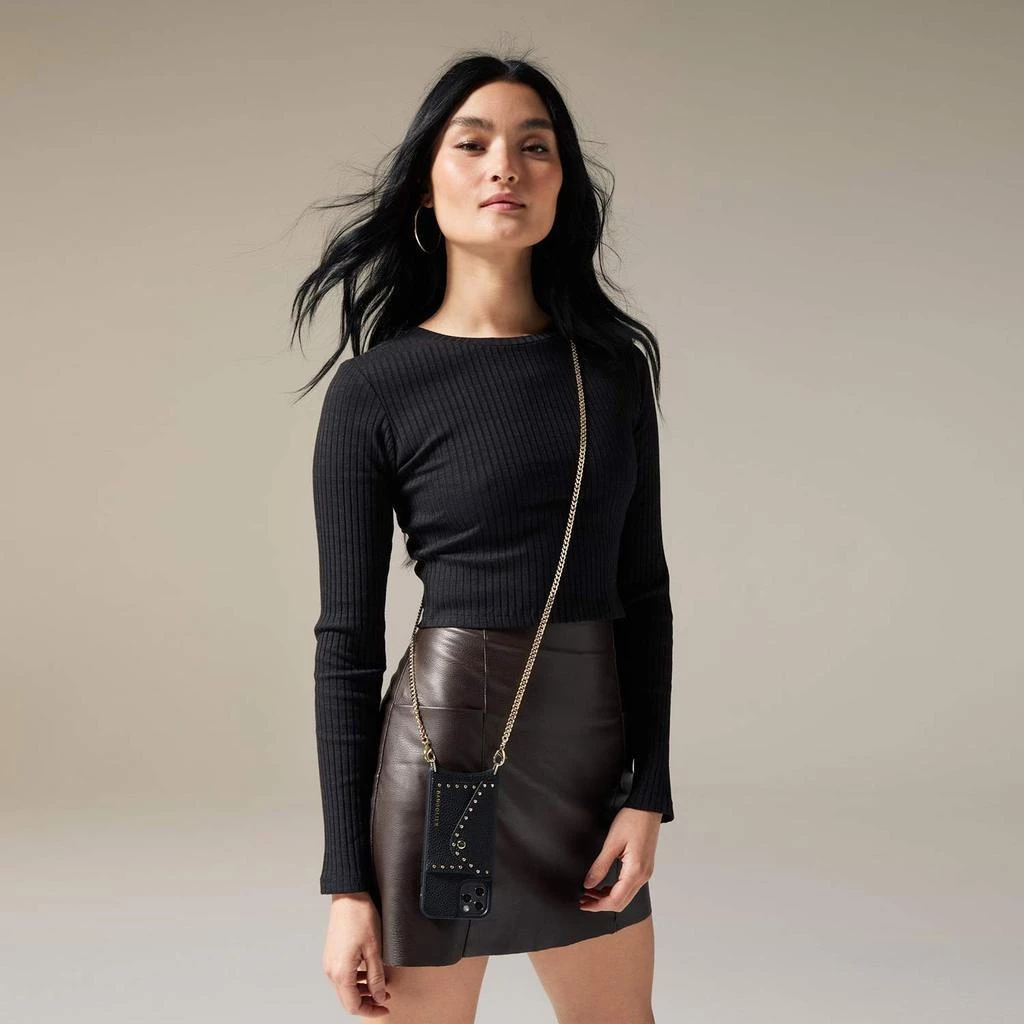 Bandolier Unisex Blended Fabrics Studded Chain Plain Leather For Women Black/gold X 12 Mini 9 Bandolier Unisex Blended Fabrics Studded Chain Plain Leather For Women Black/gold X 12 Mini - Image 9