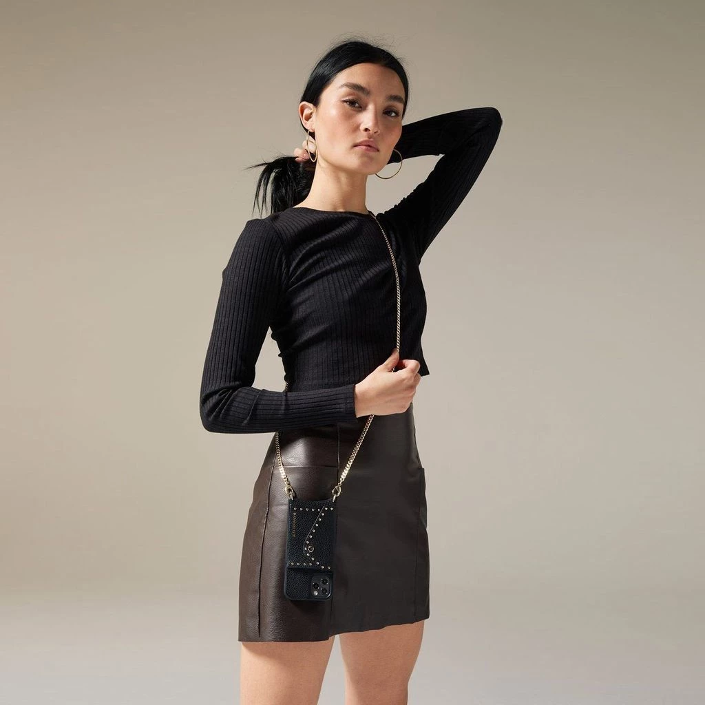 Bandolier Unisex Blended Fabrics Studded Chain Plain Leather For Women Black/gold X 12 Mini 10 Bandolier Unisex Blended Fabrics Studded Chain Plain Leather For Women Black/gold X 12 Mini - Image 10