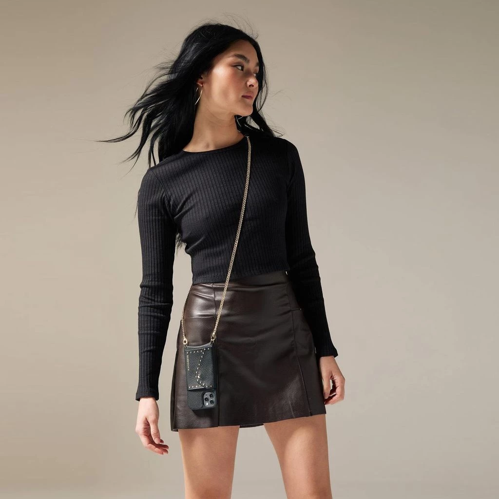 Bandolier Unisex Blended Fabrics Studded Chain Plain Leather For Women Black/gold X 12 Mini 11 Bandolier Unisex Blended Fabrics Studded Chain Plain Leather For Women Black/gold X 12 Mini - Image 11