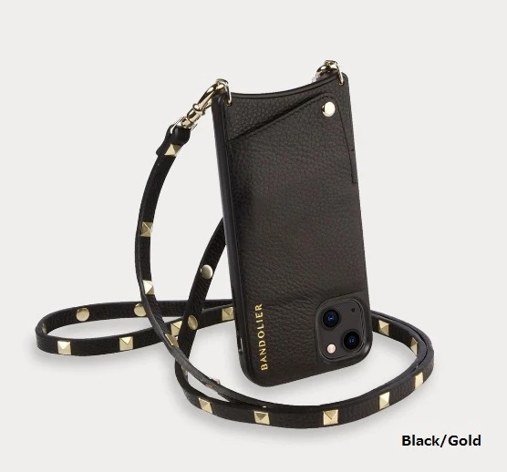 Bandolier SARAH Studded Plain Leather IPhone 8 IPhone 8 Plus IPhone X For Women (1)black/gold X Iphone 13 Pro Max 2 Bandolier SARAH Studded Plain Leather IPhone 8 IPhone 8 Plus IPhone X For Women (1)black/gold X Iphone 13 Pro Max - Image 2