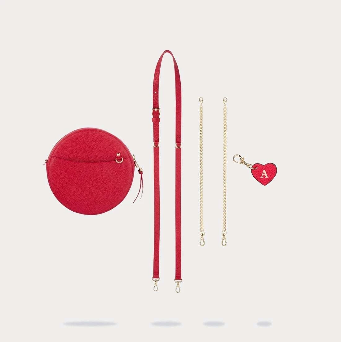 Bandolier Heart Blended Fabrics Chain Plain Leather Co-ord Bridal For Women Red/gold X One Size 2 Bandolier Heart Blended Fabrics Chain Plain Leather Co-ord Bridal For Women Red/gold X One Size - Image 2